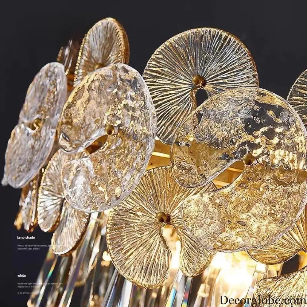 Modern Light Luxury LED Lotus Flower Crystal Ceiling Chandelier - Elegance for Living Rooms, Bedrooms, Restaurants, and Halls - DecorGlobe