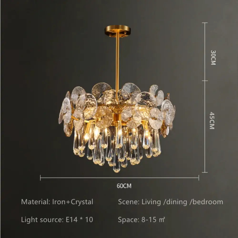 Modern Light Luxury LED Lotus Flower Crystal Ceiling Chandelier - Elegance for Living Rooms, Bedrooms, Restaurants, and Halls - DecorGlobe
