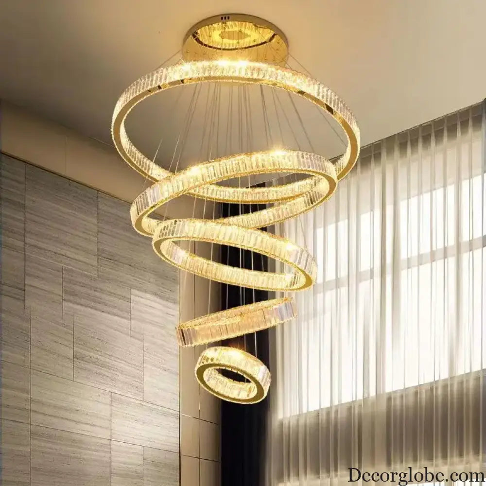 Modern Luxury Crystal Chandeliers - Golden Chandelier Lighting for Living Rooms, Stairs, and Duplex Halls - DecorGlobe