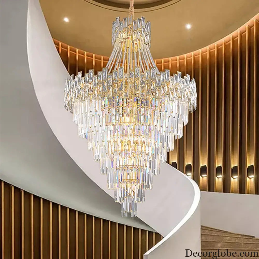 Modern Luxury Glass Crystal Chandelier - Hotel-Grade Decorative Lighting with LED Dimming - DecorGlobe