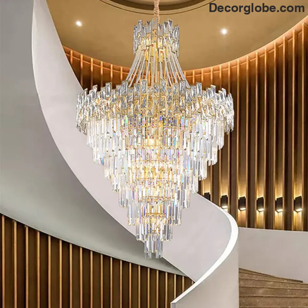 Modern Luxury Glass Crystal Chandelier - Hotel-Grade Decorative Lighting with LED Dimming - DecorGlobe