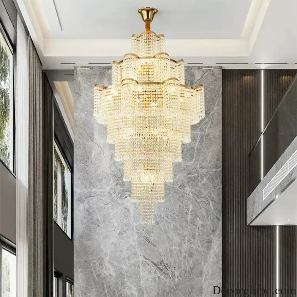 Modern Luxury Long Chandelier - Opulent Illumination for Staircases, Villa Lobbies, High Ceilings, and Grand Spaces - DecorGlobe