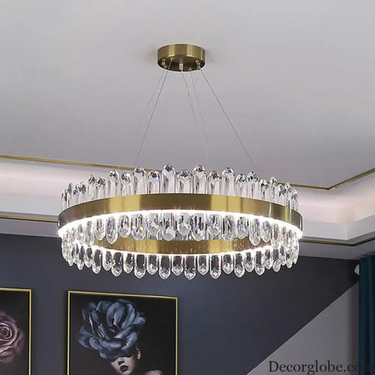 Modern Luxury Meets Light: Gold Halo Pendant Chandelier - DecorGlobe