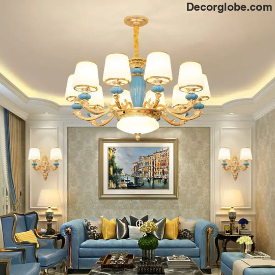 Modern Nordic Ceramic Crystal Chandelier - A Minimalist Lighting Fixture for Living Rooms, Dining Areas, Bedrooms, and Homes - DecorGlobe