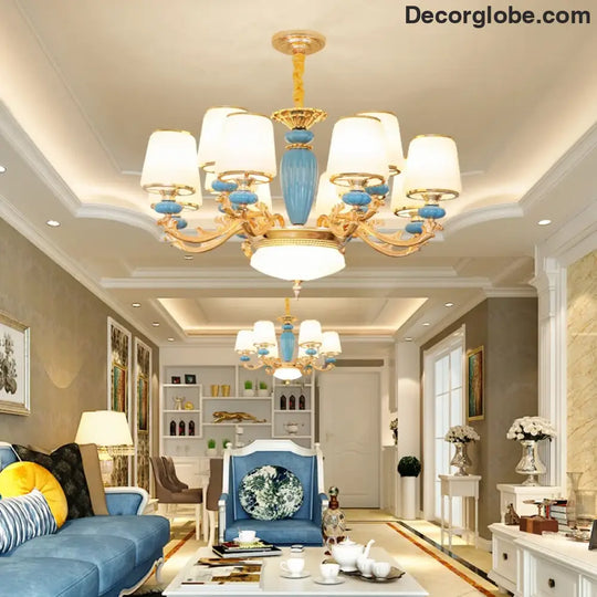 Modern Nordic Ceramic Crystal Chandelier - A Minimalist Lighting Fixture for Living Rooms, Dining Areas, Bedrooms, and Homes - DecorGlobe