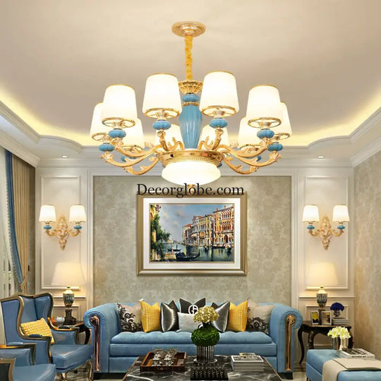 Modern Nordic Ceramic Crystal Chandelier - A Minimalist Lighting Fixture for Living Rooms, Dining Areas, Bedrooms, and Homes - DecorGlobe