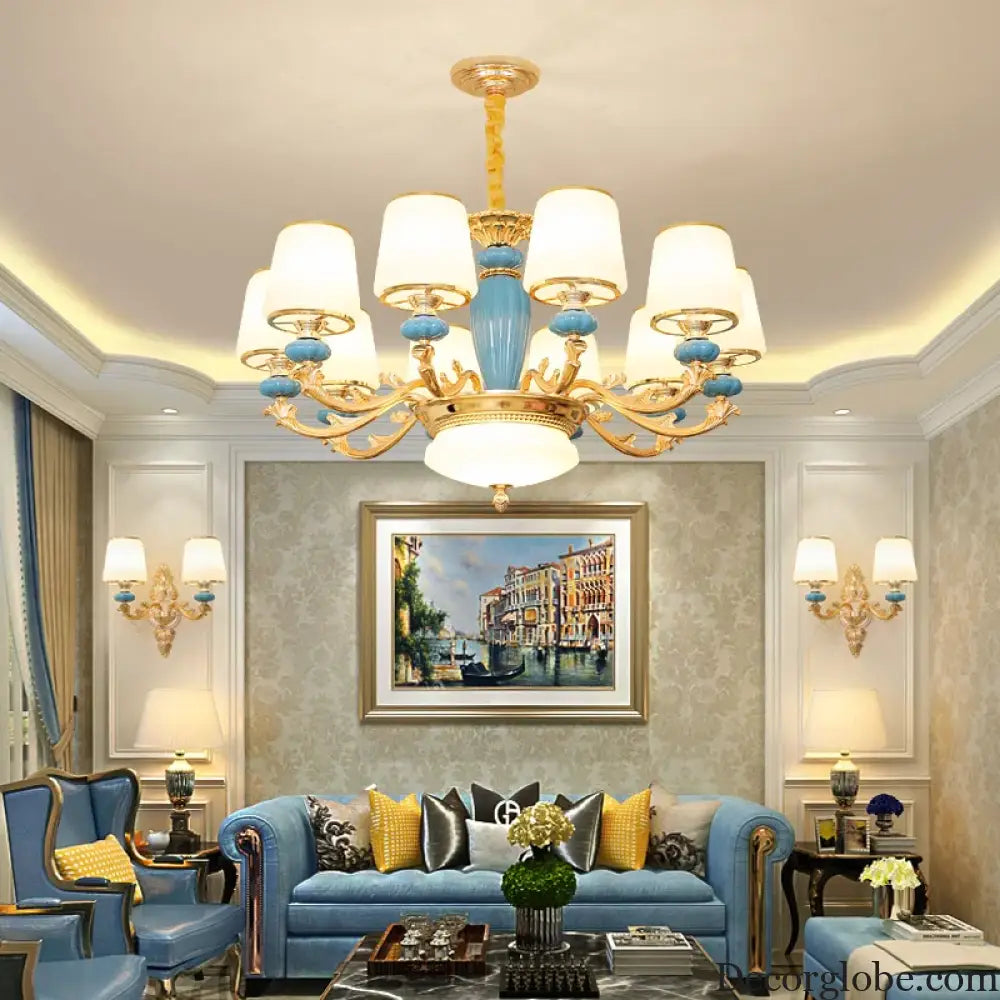 Modern Nordic Ceramic Crystal Chandelier - A Minimalist Lighting Fixture for Living Rooms, Dining Areas, Bedrooms, and Homes - DecorGlobe