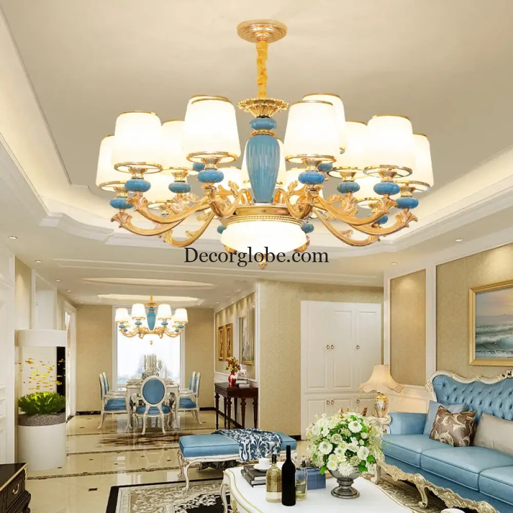 Modern Nordic Ceramic Crystal Chandelier - A Minimalist Lighting Fixture for Living Rooms, Dining Areas, Bedrooms, and Homes - DecorGlobe