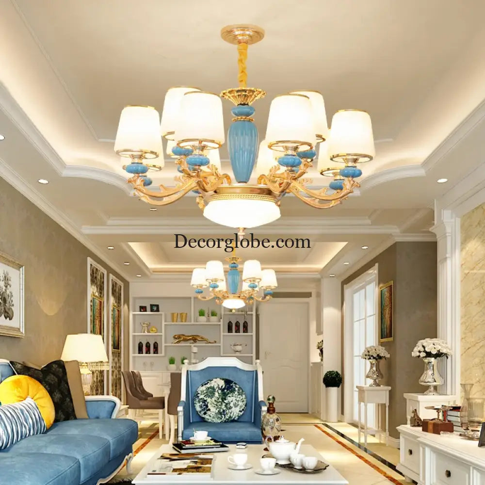 Modern Nordic Ceramic Crystal Chandelier - A Minimalist Lighting Fixture for Living Rooms, Dining Areas, Bedrooms, and Homes - DecorGlobe