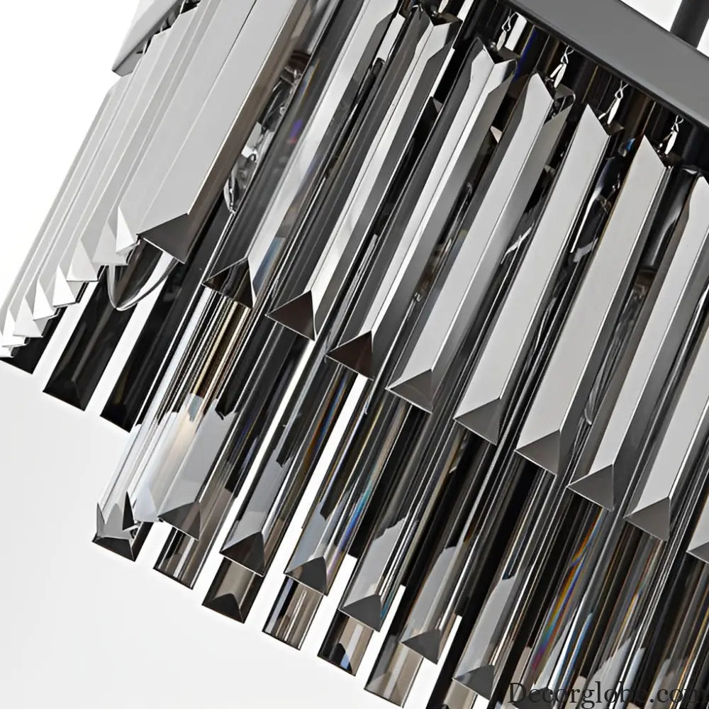 Rectangular Crystal LED 3-Step Dimming Smoke Gray Modern Chandelier Lighting > Ceiling lights > Chandeliers