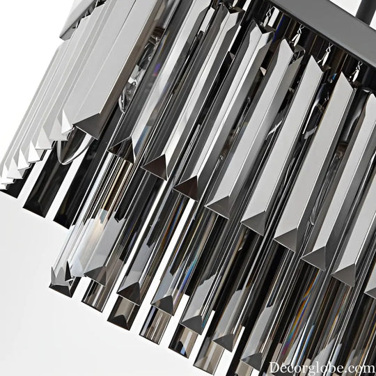 Rectangular Crystal LED 3-Step Dimming Smoke Gray Modern Chandelier Lighting > Ceiling lights > Chandeliers