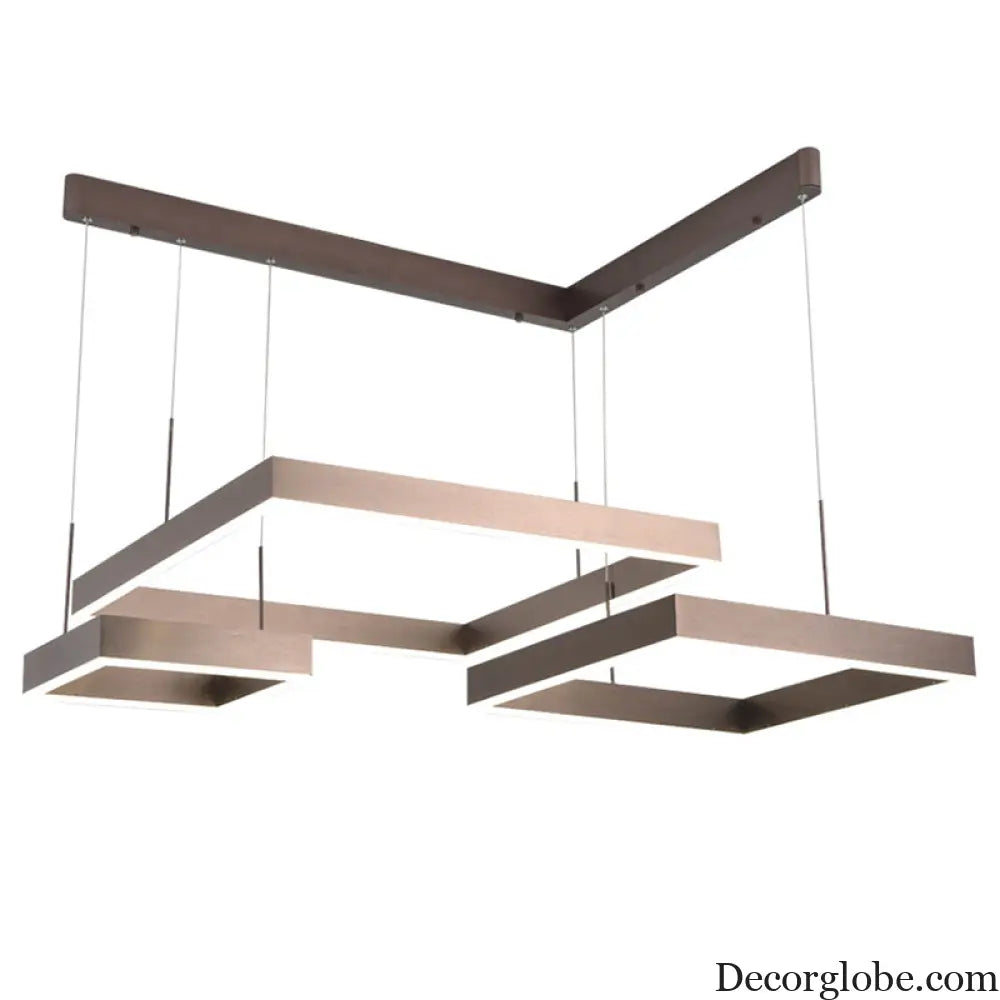 Simplicity Coffee LED Pendant Light Fixture - Tiered Square Acrylic Chandelier Design Coffee