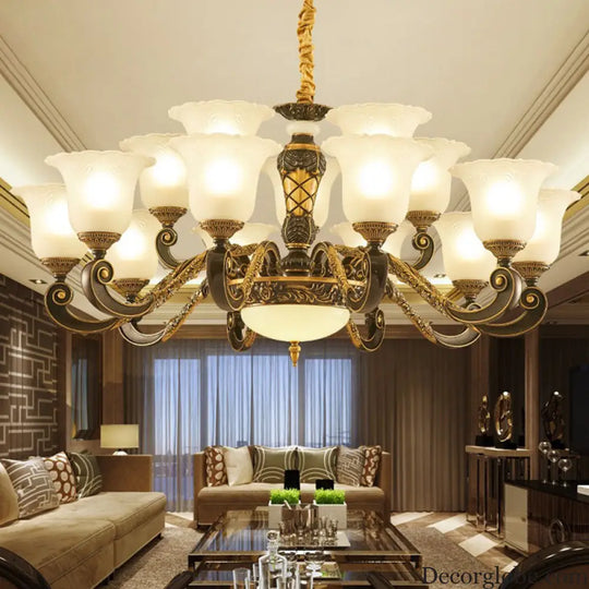 Simplicity Frosted Ribbed Glass Bell Chandelier Pendant Light