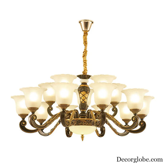 Simplicity Frosted Ribbed Glass Bell Chandelier Pendant Light