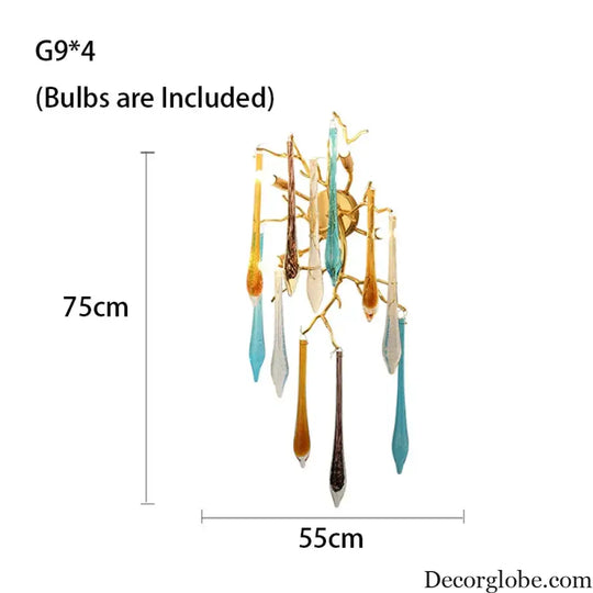 Multi-color Glass Drop Ceiling Chandeliers - Luxury LED Pendant Lights for Post-Modern Home Decor in Bedrooms - DecorGlobe