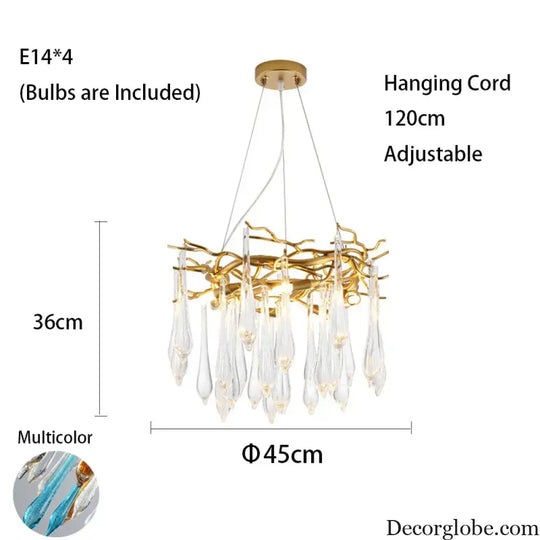 Multi-color Glass Drop Ceiling Chandeliers - Luxury LED Pendant Lights for Post-Modern Home Decor in Bedrooms - DecorGlobe