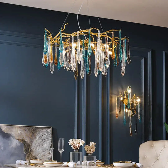 Multi-color Glass Drop Ceiling Chandeliers - Luxury LED Pendant Lights for Post-Modern Home Decor in Bedrooms - DecorGlobe