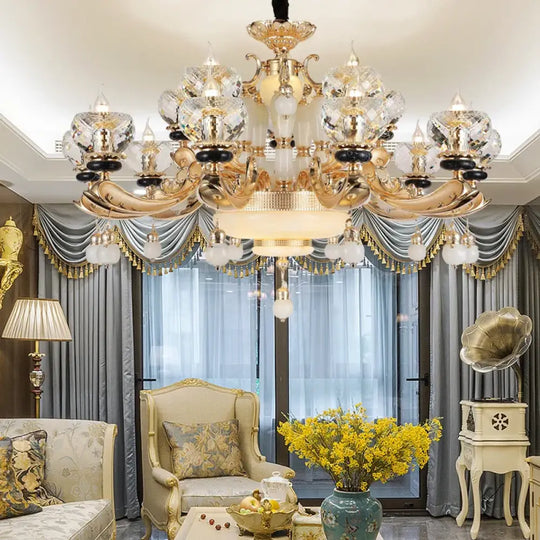 Natural Crystal Copper Pendant Chandelier for Duplex Villa Interiors chandelier