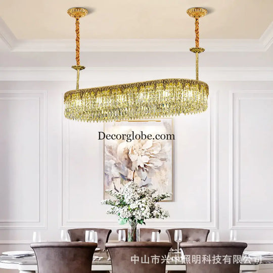 Nevaeh French All-Copper Light Luxury Crystal Linear Chandelier Chandelier