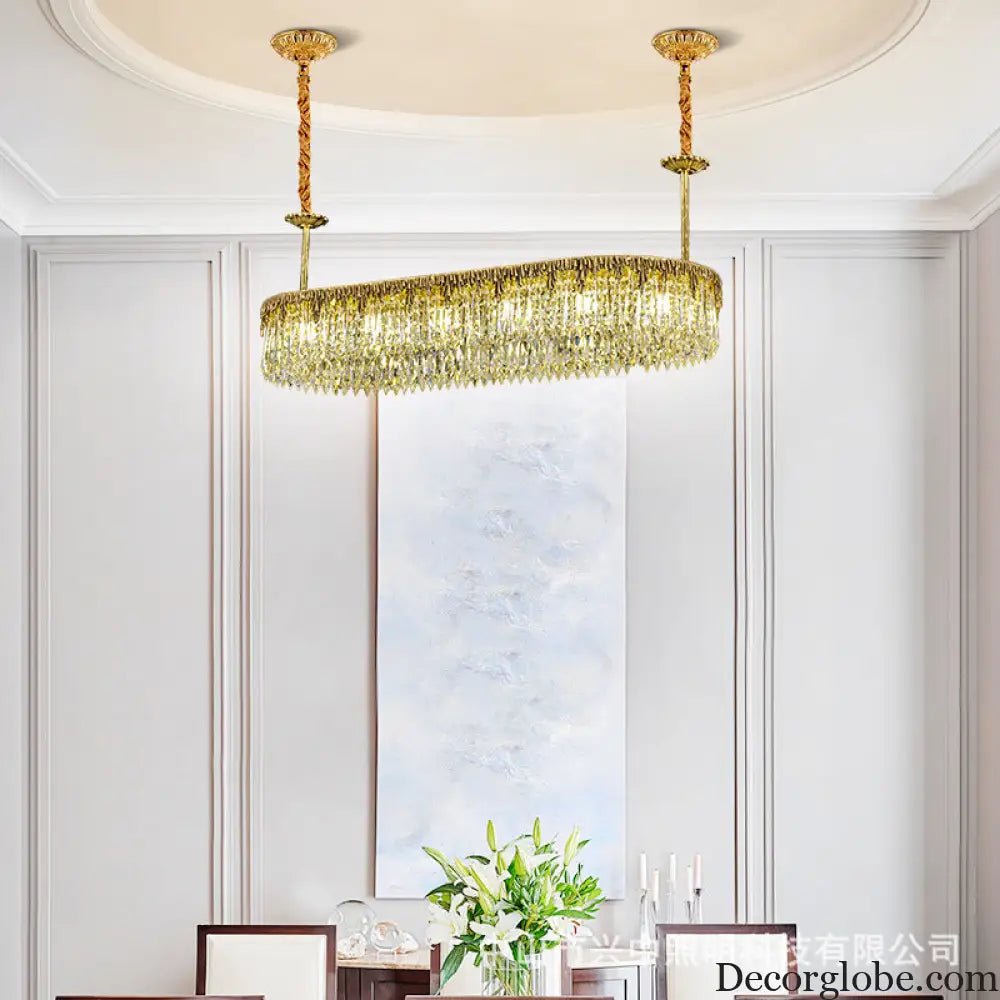 Nevaeh French All-Copper Light Luxury Crystal Linear Chandelier Chandelier