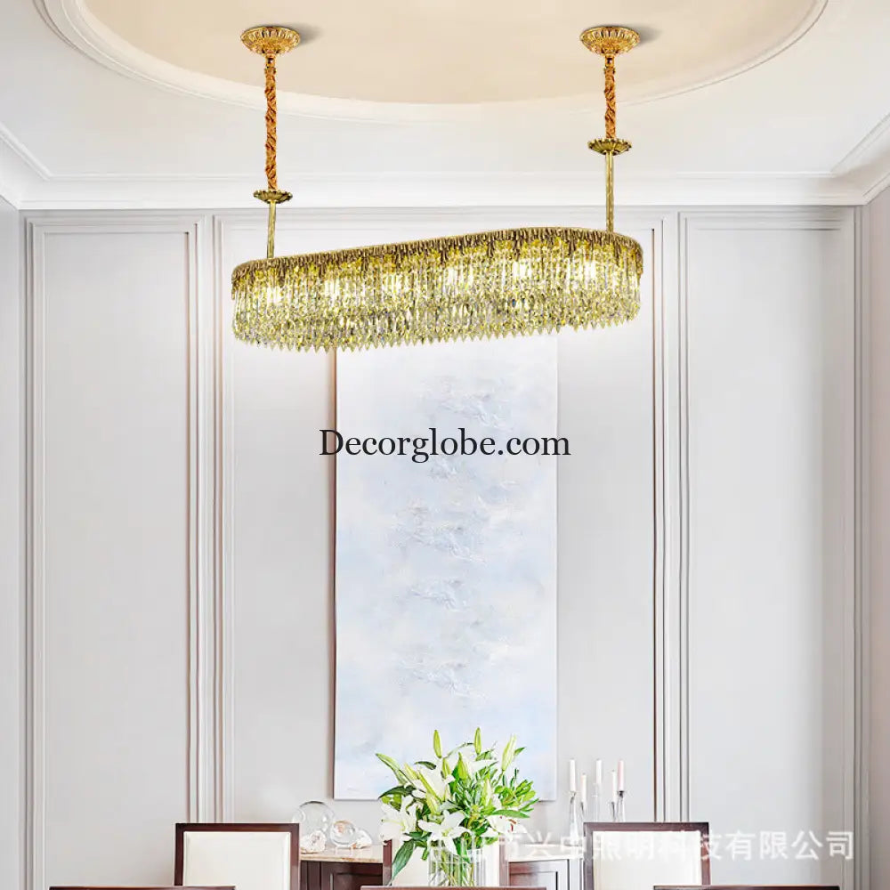 Nevaeh French All-Copper Light Luxury Crystal Linear Chandelier Chandelier