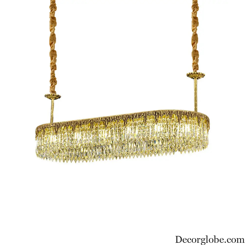 Nevaeh French All-Copper Light Luxury Crystal Linear Chandelier Chandelier