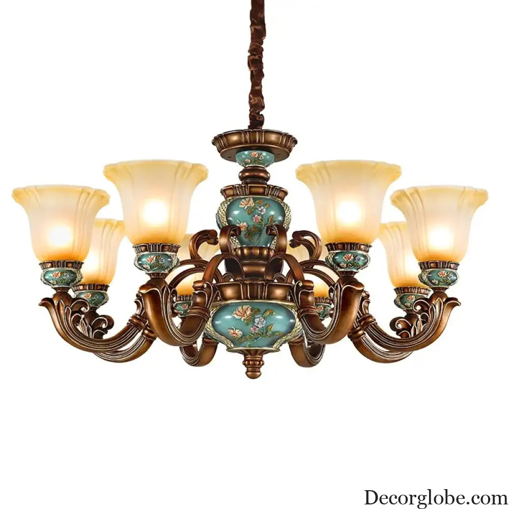 New European Vintage Resin Chandelier - Create a Luxurious Atmosphere in Your Villa, Restaurant, or Bedroom - DecorGlobe