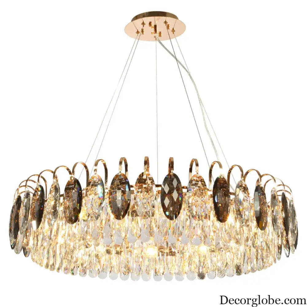 New Modern Crystal Chandelier - Luxurious Home Decor Lighting in Round Gold Design with LED Illumination - DecorGlobe