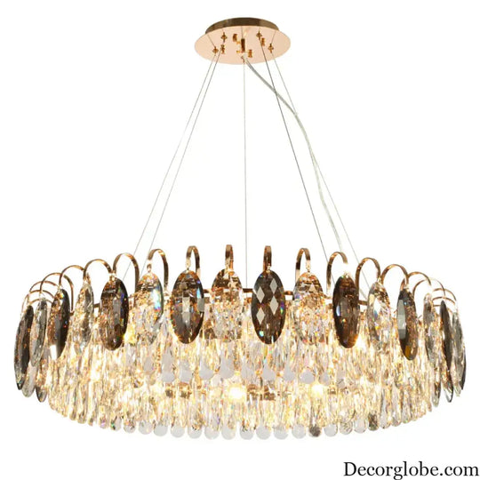 New Modern Crystal Chandelier - Luxurious Home Decor Lighting in Round Gold Design with LED Illumination - DecorGlobe