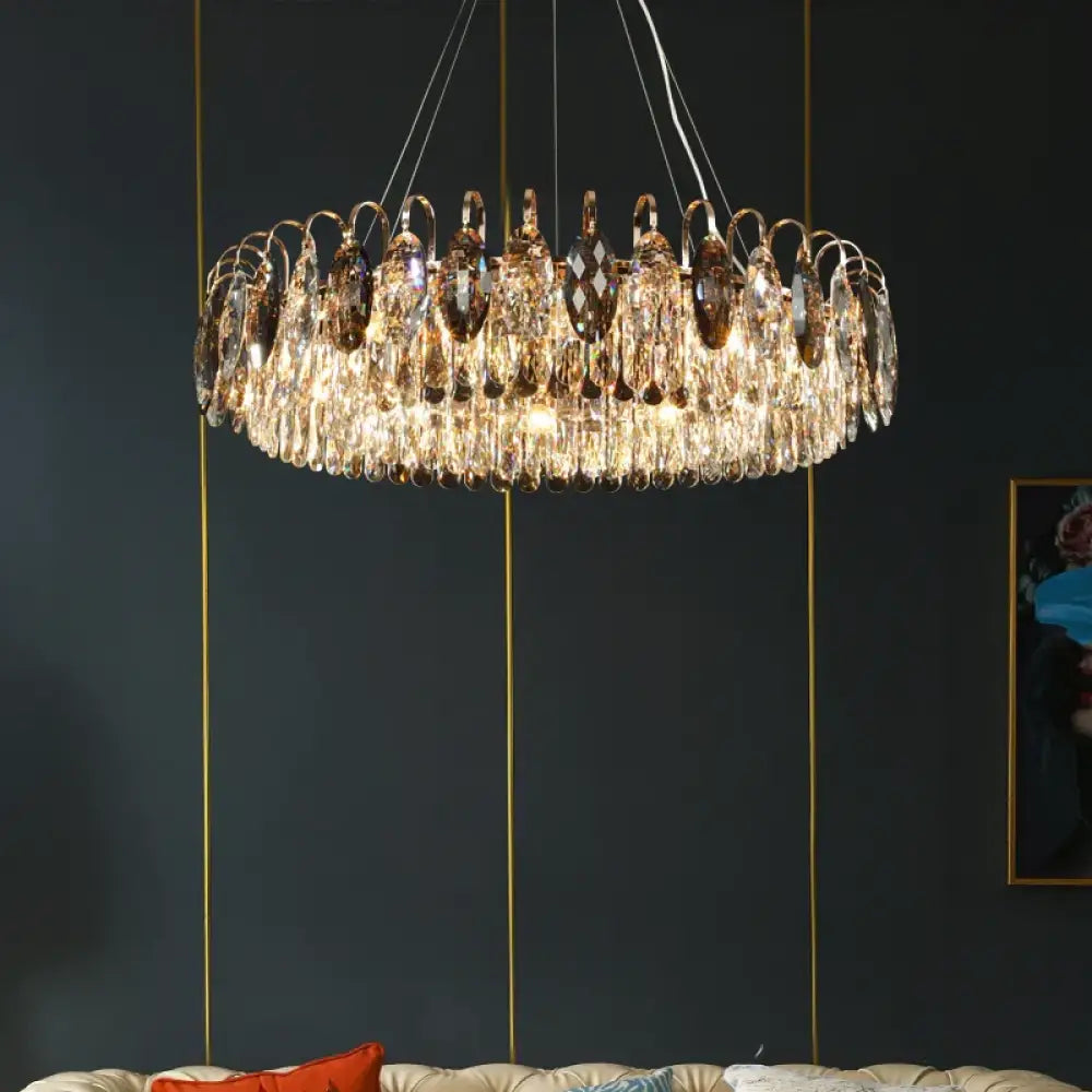 New Modern Crystal Chandelier - Luxurious Home Decor Lighting in Round Gold Design with LED Illumination - DecorGlobe