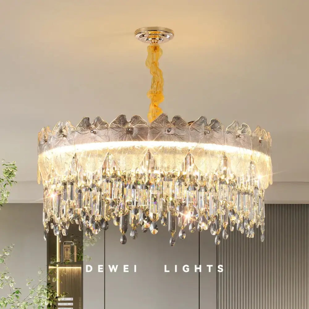 New Modern LED Pendant Lamp - Gold Luxury Round Crystal Ceiling Chandelier for Living Rooms, Bedrooms, Dining Rooms, and Kitchens - DecorGlobe