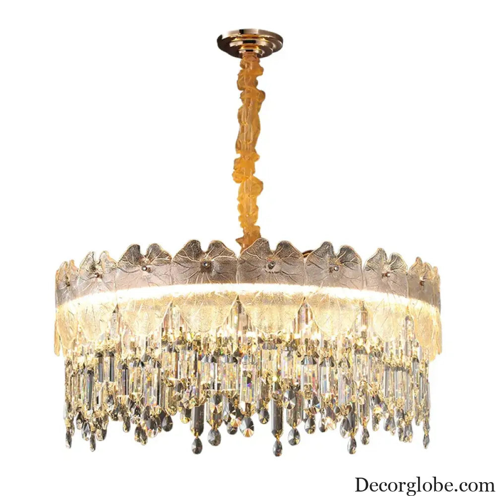 New Modern LED Pendant Lamp - Gold Luxury Round Crystal Ceiling Chandelier for Living Rooms, Bedrooms, Dining Rooms, and Kitchens - DecorGlobe