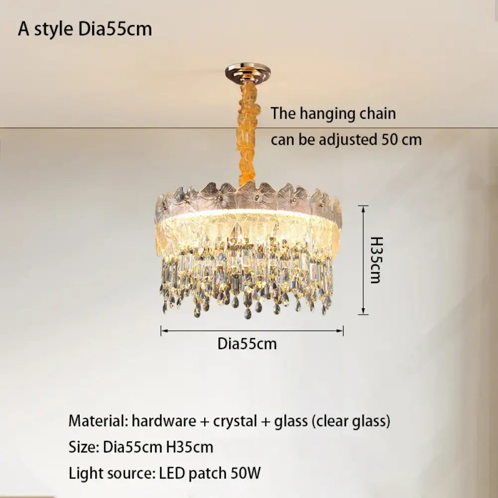 New Modern LED Pendant Lamp - Gold Luxury Round Crystal Ceiling Chandelier for Living Rooms, Bedrooms, Dining Rooms, and Kitchens - DecorGlobe