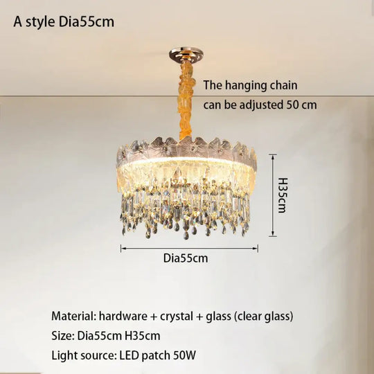 New Modern LED Pendant Lamp - Gold Luxury Round Crystal Ceiling Chandelier for Living Rooms, Bedrooms, Dining Rooms, and Kitchens - DecorGlobe
