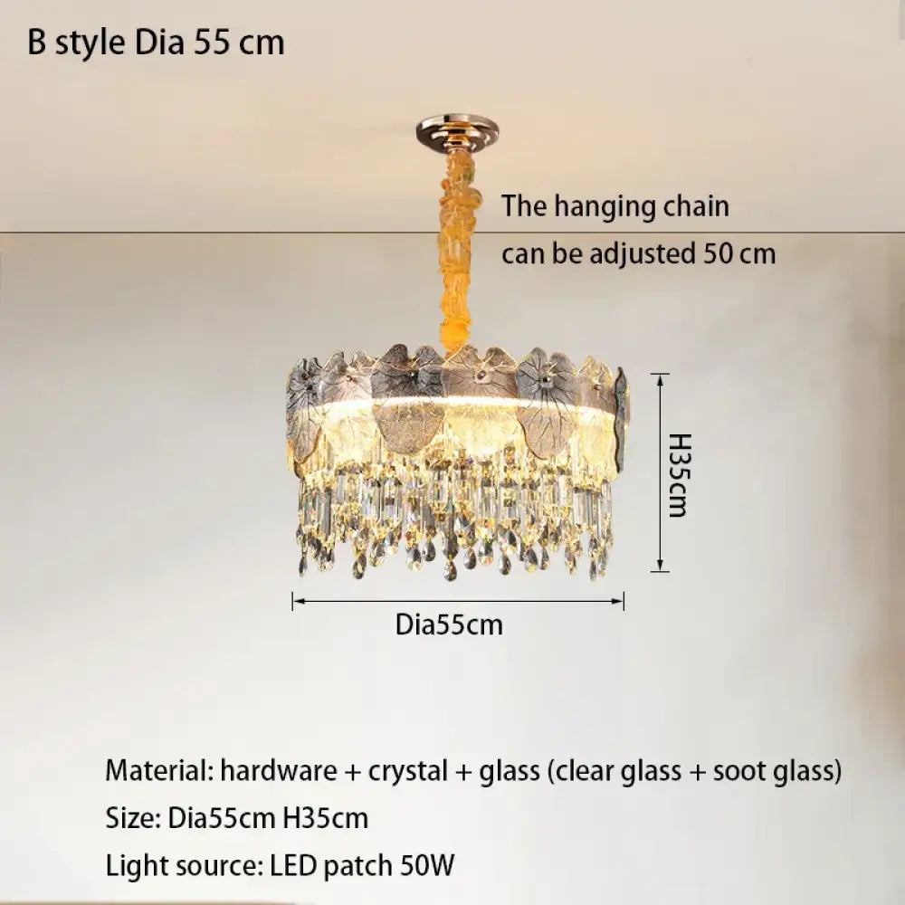 New Modern LED Pendant Lamp - Gold Luxury Round Crystal Ceiling Chandelier for Living Rooms, Bedrooms, Dining Rooms, and Kitchens - DecorGlobe