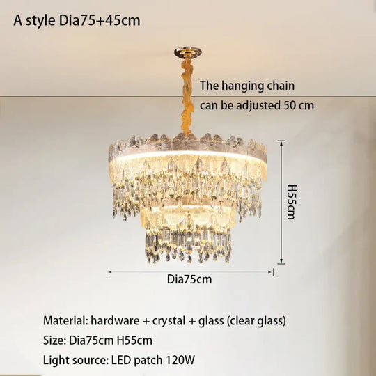 New Modern LED Pendant Lamp - Gold Luxury Round Crystal Ceiling Chandelier for Living Rooms, Bedrooms, Dining Rooms, and Kitchens - DecorGlobe