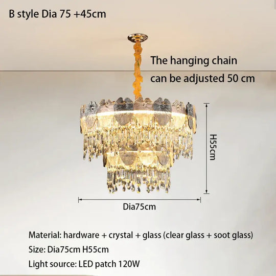 New Modern LED Pendant Lamp - Gold Luxury Round Crystal Ceiling Chandelier for Living Rooms, Bedrooms, Dining Rooms, and Kitchens - DecorGlobe