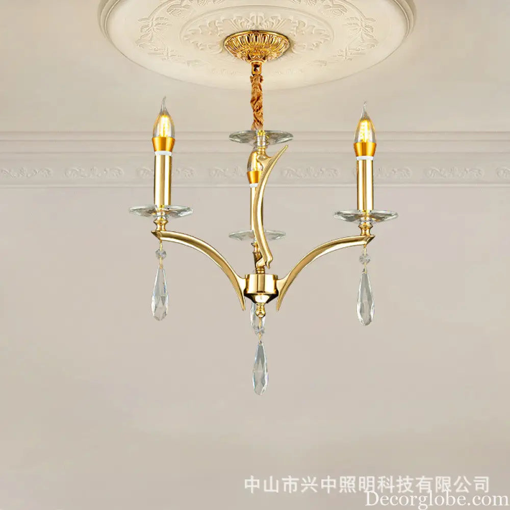 French Crystal Copper Branch Chandelier for Living Room