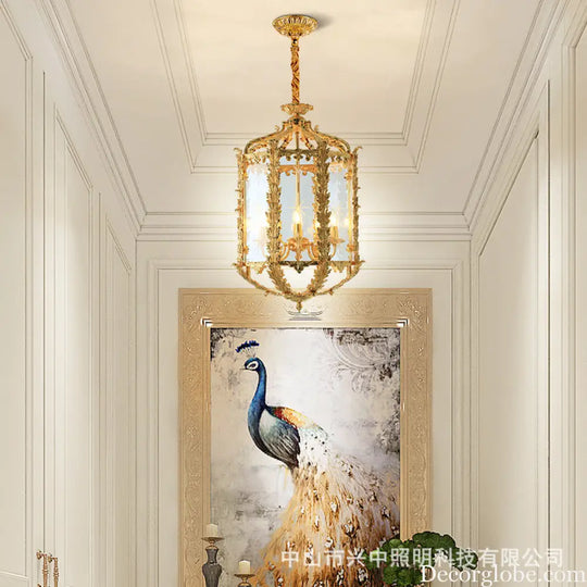 French Vintage Crystal Copper Chandelier for Small Spaces
