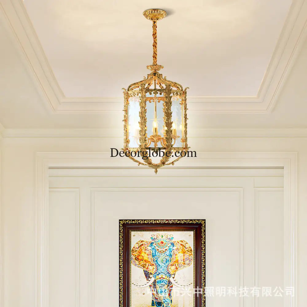 French Vintage Crystal Copper Chandelier for Small Spaces