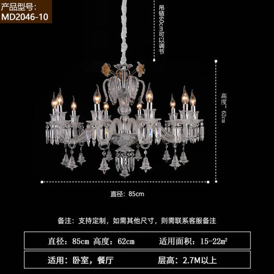French-Style Living Room Crystal Chandelier Vintage Palace Style with a High-End Feel 2025 New Model Light Luxury Villa