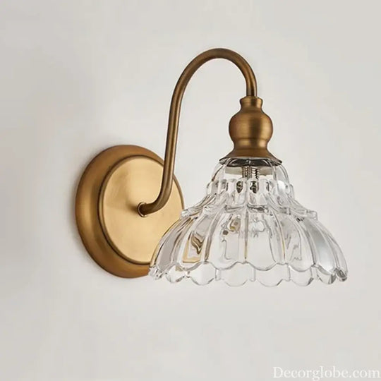 Vintage Crystal Glass Cover Golden Wall Light Bathroom Bedroom Bedlight Corridor Wall Light European Crystal Glass Wall
