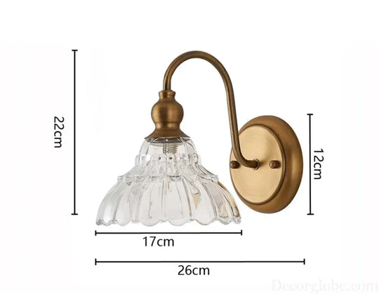 Vintage Crystal Glass Cover Golden Wall Light Bathroom Bedroom Bedlight Corridor Wall Light European Crystal Glass Wall