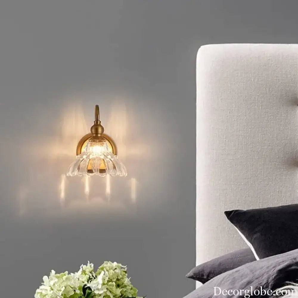 Vintage Crystal Glass Cover Golden Wall Light Bathroom Bedroom Bedlight Corridor Wall Light European Crystal Glass Wall
