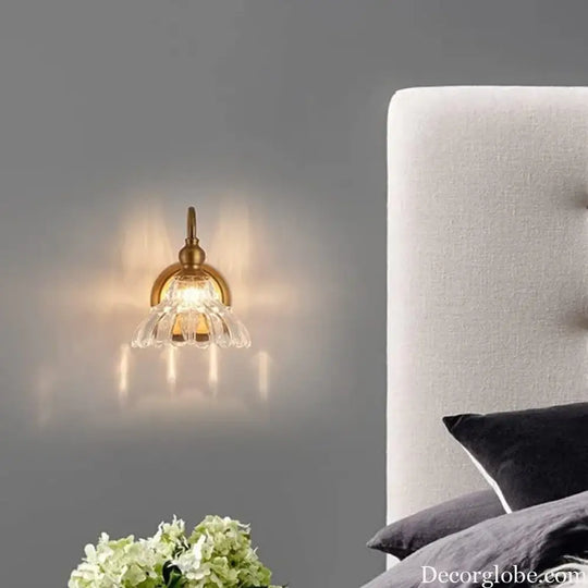 Vintage Crystal Glass Cover Golden Wall Light Bathroom Bedroom Bedlight Corridor Wall Light European Crystal Glass Wall