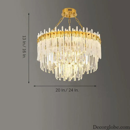 Nordic Style Round Gold Crystal LED Chandelier – 16’’ Adjustable Cord Lighting > Ceiling lights > Chandeliers