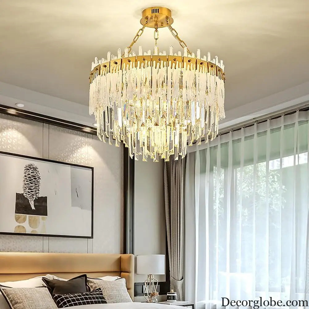 Nordic Style Round Gold Crystal LED Chandelier – 16’’ Adjustable Cord Lighting > Ceiling lights > Chandeliers