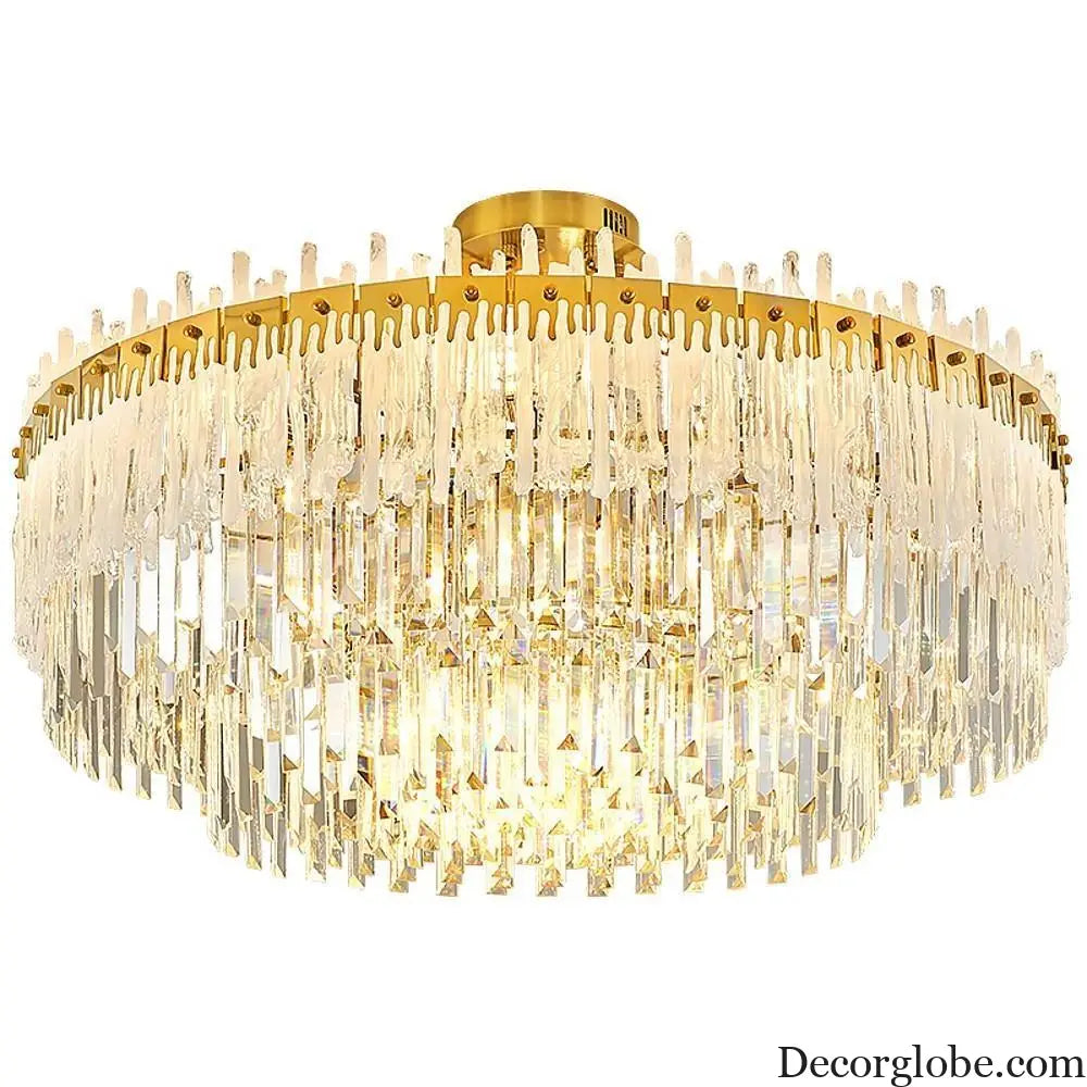 Nordic Style Round Gold Crystal LED Chandelier – 16’’ Adjustable Cord Lighting > Ceiling lights > Chandeliers