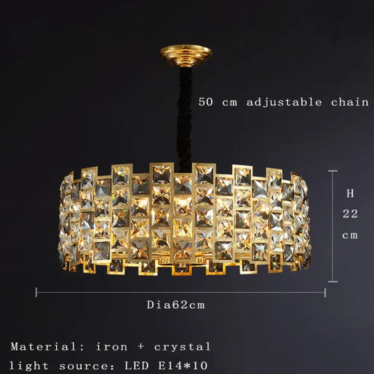 Nordic Golden Modern LED Ceiling chandelier Dining Room Decoration Lamp Square, Round Crystal Lamp - DecorGlobe