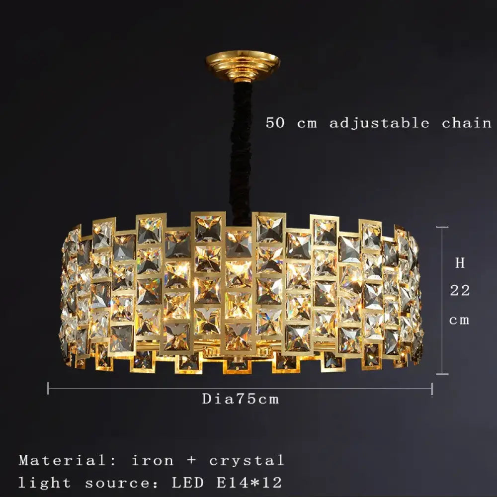 Nordic Golden Modern LED Ceiling chandelier Dining Room Decoration Lamp Square, Round Crystal Lamp - DecorGlobe